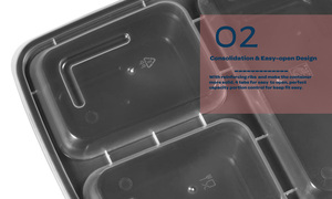 Rectangular Microwaveable Container with Lid 3-compartment,BPA Free Reusable & Recyclable Freezer Safe Microwave Safe Dishwashe - Product Image 3