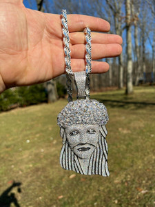 จี้หน้าฮิปฮอปแบบกำหนดเองสำหรับผู้ชาย จี้เพชรโมอิสซาไนต์ VVS ระยิบระยับ เครื่องประดับ 3 มิติ จี้เงินแท้ S925 - Product Image 3