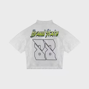 เสื้อยืดแฟชั่นสตรีทฟุตบอลทรงโอเวอร์ไซส์แบบสั่งทำพิเศษสำหรับผู้ชาย ผ้าตาข่ายทรงบ็อกซี่ เสื้อเจอร์ซีย์อเมริกันฟุตบอล พิมพ์ลายซิลค์สกรีน ระบายอากาศได้ดี คอวี - Product Image 5