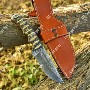 Cuchillo de hoja fija de acero de Damasco de espiga completa hecho a mano, tipo Drop Point, para uso industrial/DIY, caza, camping, supervivencia táctica al aire libre, OEM - Product Image 2