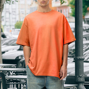 T-shirt Homme Oversize en Coton Respirant à Manches Courtes et Épaules Tombantes, Style Streetwear Tricoté Décontracté de Haute Qualité - Product Image 1