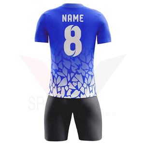 Conjunto de Camiseta de Fútbol para Hombre, Diseño Degradado Azul con Patrón de Hojas, Manga Corta, Cuello en V, Absorbe la Humedad, Ajuste Atlético, para Todas las Temporadas - Product Image 5