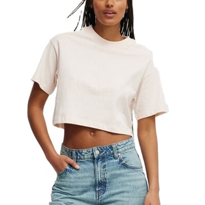 Camiseta corta informal de verano para mujer, camiseta lisa de manga corta, camiseta personalizada de alta calidad, camiseta holgada para damas - Product Image 1