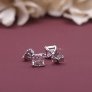 IGI Certified Lab Grown Diamond Asscher Cut Solitaire Stud <b>Earrings</b> in Solid 925 Sterling <b>Silver</b> 6-Prong Diamond <b>Earrings</b> - Product Image 6