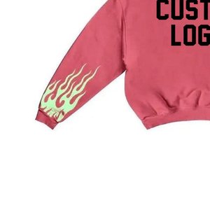 Conjunto de Chándal Rosa Personalizado para Hombre, Más Buscado, con Capucha, Manga Larga, Estampado de Llamas, Pantalones Deportivos con Bolsillos Laterales, Ropa de Otoño - Product Image 3