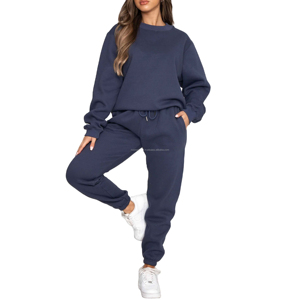 Women Casual Cropped Zipper Vendor Wholesale Blank <b>Brown</b> Private Label Fleece Dropshipping Women Clothing Sweat Suits Set - Product Image 5