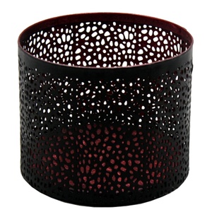 Décoration d'intérieur Premium Quality Red Foil Round Shaped Iron Decorative Designer Luxury Votive Holder Handmade - Product Image 1