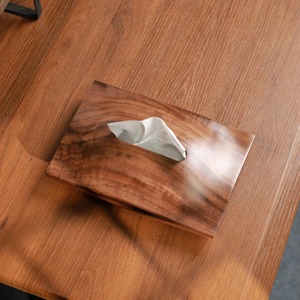 Caja de pañuelos minimalista de nogal negro con forma curva ondulada, accesorio decorativo perfecto para oficinas formales o salas de estar, procedente de la India. - Product Image 5