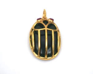 Collier avec pendentif scarabée en pierres précieuses d'inspiration égyptienne ancienne pour femmes et hommes - Product Image 4