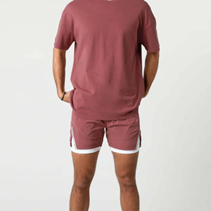Gym Fitness Workout Mens Shorts Compression Custom 2 1 Double <b>Layer</b> Polyester Quick-drying <b>Mid</b> High Street Style Drawstring - Product Image 5
