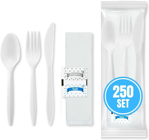 Cuchillo, Tenedor y Cuchara Envueltos Individualmente, Ecológicos, Biodegradables, Desechables, Resistentes al Agua, Libres de BPA, Juego de Cubiertos de Plástico para Fiestas - Product Image 2