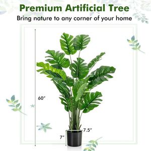 1/2 Pezzi Albero Artificiale Monstera Deliciosa da 1,5 Metri, Pianta Finta Resistente per Interni/Esterni per Decorazioni Domestiche - Product Image 2