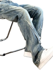 กางเกงขายาวทรงบานเอวสูงสำหรับผู้ชาย สไตล์พังก์ ฮิปฮอป คาวบอย แฟชั่นปี 2024 คลาสสิก ดั้งเดิม เนื้อผ้านุ่ม คุณภาพสูง ผ้าฝ้าย 100% หนานุ่ม - Product Image 2