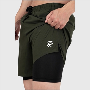 Shorts de compression 2 en 1 pour hommes, couleur olive - Product Image 5