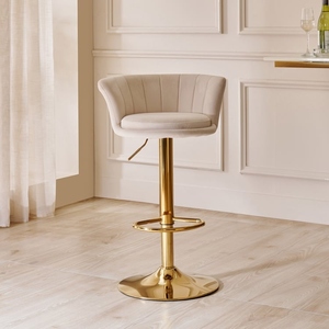 Byron PU Leather <b>Adjustable</b> <b>Bar</b> <b>Stool</b> Metal Base Sandblasted Walnut Finish Counter Height Commercial Use Contemporary Modern No - Product Image 5