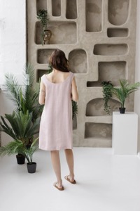 <b>Women</b> Linen Shift Dress Short Sleeve Halter Neck Regular Fit Maxi Sweet Summer Casual <b>Resort</b> <b>Wear</b> Wholesale Custom Manufacturer - Product Image 6