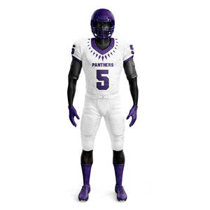 Ensemble de maillot et pantalon de football américain sublimé blanc et violet pour homme, respirant et à coupe athlétique, toutes saisons - Product Image 4
