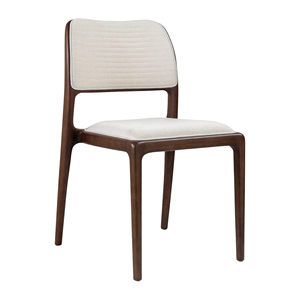 Silla de Comedor Moderna de Madera de Teca con Asiento y Respaldo Tapizados en Tela, Muebles Minimalistas de Madera Sólida para Restaurante, Cafetería, Hotel - Product Image 2