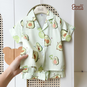 SeunKids Kids Latin <b>Silk</b> Short Sleeve <b>Top</b> Shorts Sleepwear Set Soft Comfortable Casual Summer Homewear - Product Image 3