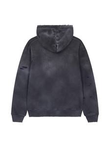 Sudadera con capucha gruesa de 500 g/m² de forro polar, con lavado mineral digital, transpirable, de corte holgado, con ribete deshilachado, estilo streetwear. - Product Image 3