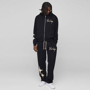 Conjunto de Sudadera con Capucha y Pantalones Deportivos con Diseño Personalizado, Ropa Deportiva Informal Negra, Conjunto de Dos Piezas con Logotipo de Estrella, Venta al Por Mayor OEM - Product Image 5