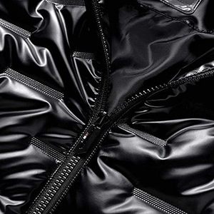 Stylish Metallic Glossy Puffer Jacket Nylon Hoodie Jacket Waterproof Breathable Hooded <b>Winter</b> Outdoor Activities Glossy Jackets - Product Image 4