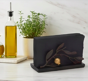 Porta Servilletas de Metal con Diseño de Hojas Negras y Doradas y Granada para Decoración de Mesa de Cocina y Accesorios Elegantes - Product Image 2