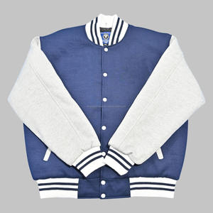 Veste Letterman Varsity de baseball personnalisée de haute qualité pour hommes col montant avec broderie fabricant de manches en cuir enduit - Product Image 1