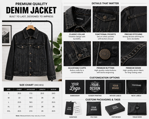 Veste en jean personnalisée pour homme, noire, délavée, style streetwear décontracté, fabricant OEM, marque privée - Product Image 6
