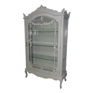 Wit Geschilderde Houten Vitrina Vitrina In Franse Stijl, Ontworpen Voor Ingericht Huismeubilair In Europese Stijl - Product Image 3