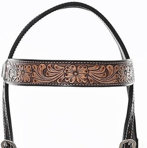 Bridon en cuir pleine fleur fait main, double couture, style anglais avec rênes, pour l'équitation et les courses de chevaux - Product Image 4