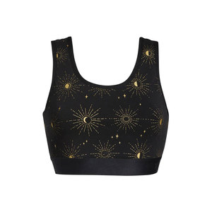 Soutien-gorge de sport sans couture en maille pour femme, noir et or, dos nageur, col rond, maintien élevé, respirant, en Spandex et Polyester, pour le yoga - Product Image 5