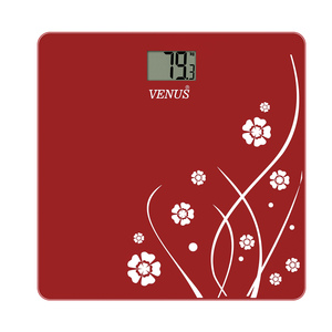 เครื่องชั่งน้ำหนักดิจิตอล Venus สีแดง กระจกนิรภัย หน้าจอ LCD ป้องกันการลื่น วัดน้ำหนักได้แม่นยำ 0.1 กก. - Product Image 1