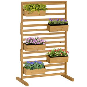Supporto per Piante in Legno da Esterno con 5 Fioriere Sospese per Patio, Portico, Piante Rampicanti, Cesti Appesi e Accessori - Product Image 1