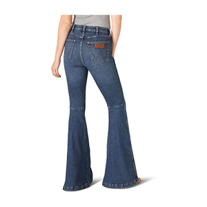 Women's Mid Waist <b>Flare</b> Denim <b>Jeans</b> Full Length Stonewashed <b>Vintage</b> Casual Style 100 Cotton Woven Fabric Leopard Winter - Product Image 3