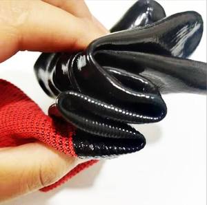 Guantes de Seguridad Unisex de PU con Resistencia al Agua, Color Rojo y Negro, para Trabajo - Product Image 1