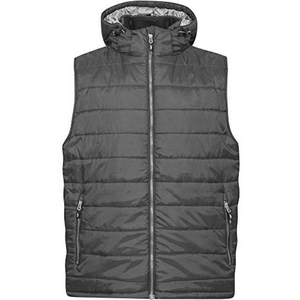 <b>Men's</b> <b>Black</b> Hooded Quilted <b>Vest</b> Windproof Casual Outerwear Polyester Wadding Zipper Closure Solid Color Regular Length 2026 - Product Image 2