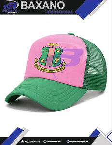 Gorra Trucker con Impresión 3D de la Hermandad Alpha Kapa Alpha AKA - Diseño Verde y Rosa de Primera Calidad, Gorra Trucker de la Hermandad AKA - Product Image 5