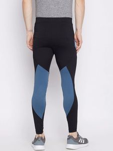 Legging de sport pour homme à taille mi-haute, uni, éco-responsable, à taille élastique, séchage rapide, pour le jogging et le fitness, longueur intégrale, compression thermique - Product Image 3