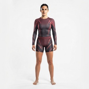 Conjunto de Compresión MMA para Mujer, Diseño de Tigre Rojo y Negro, Sublimado, Ajustado, Transpirable, de Secado Rápido, con Pantalones Cortos y Top - Product Image 3