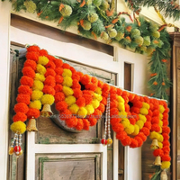 Kumkum Fashions Guirlande de fleurs artificielles de souci en forme de clochettes, Décoration d'intérieur, Guirlande de porte, pour Diwali, Mariage, Pâques, Respectueux de l'environnement, Retour