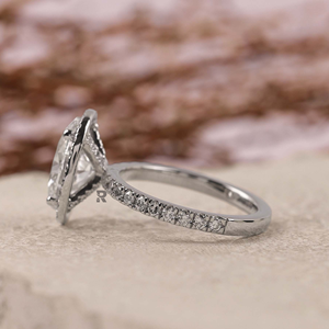 Anillo de compromiso y boda para mujer Lillian Oval Halo de oro de 10K, 14K, 18K con diamante cultivado en laboratorio de 1CT, 2CT, 3CT, 4CT, 5CT, color D, VS1, certificado IGI - Product Image 5