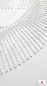 Borla blanca con flecos, 100% algodón, encaje decorativo para vestido de novia, tela nupcial, manualidades, bricolaje - Product Image 2