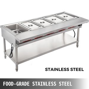 Scaldavivande Elettrico Commerciale Manuale a 5 Vasche, Scaldavivande a Vapore da 18 Quarti con Coperchi e Tagliere da 7 Pollici in Acciaio Inox per Alimenti - Product Image 2
