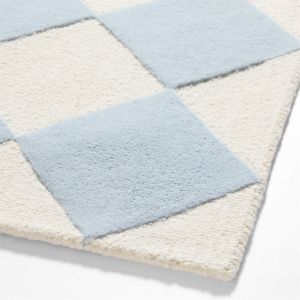 Tapis de salon moderne et contemporain, fait main, en laine 100% de Nouvelle-Zélande, doux, tufté à la main, motif floral bleu/ivoire, taille moyenne, personnalisé - Product Image 3