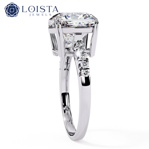 lab grown diamond solitaire engagement ring for women Gold side <b>stone</b> custom lab created diamond jewelry - Product Image 4