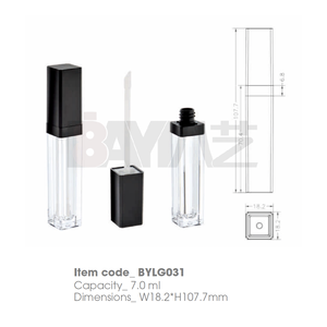 บรรจุภัณฑ์ลิปกลอสพลาสติกทรงสี่เหลี่ยมแบบมีโลโก้สั่งทำได้ ขนาด 7.0 มล. พร้อมฝาเกลียวสำหรับเครื่องสำอาง สามารถสกรีนลายได้ - Product Image 1