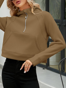 เสื้อฮู้ดครอปคอตั้งสำหรับผู้หญิง ฤดูหนาว มีโลโก้ด้านหน้า สีตามสั่ง ซิปแบบรูด ผ้าฟลีซ ระบายอากาศได้ดี เหมาะสำหรับออกกำลังกาย - Product Image 2