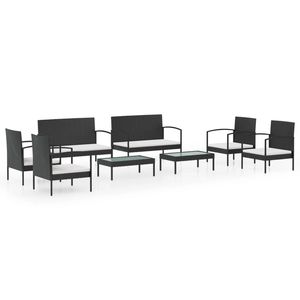 Conjunto de Muebles de Jardín de Ratán PE Negro con Acero con Recubrimiento en Polvo y Vidrio, Muebles de Exterior Premium - Product Image 2