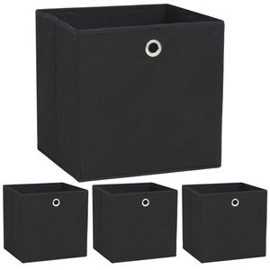Set di 4 Scatole Portaoggetti in Tessuto Non Tessuto Nero 100% Polietilene per Organizzazione Vestiti - Product Image 1